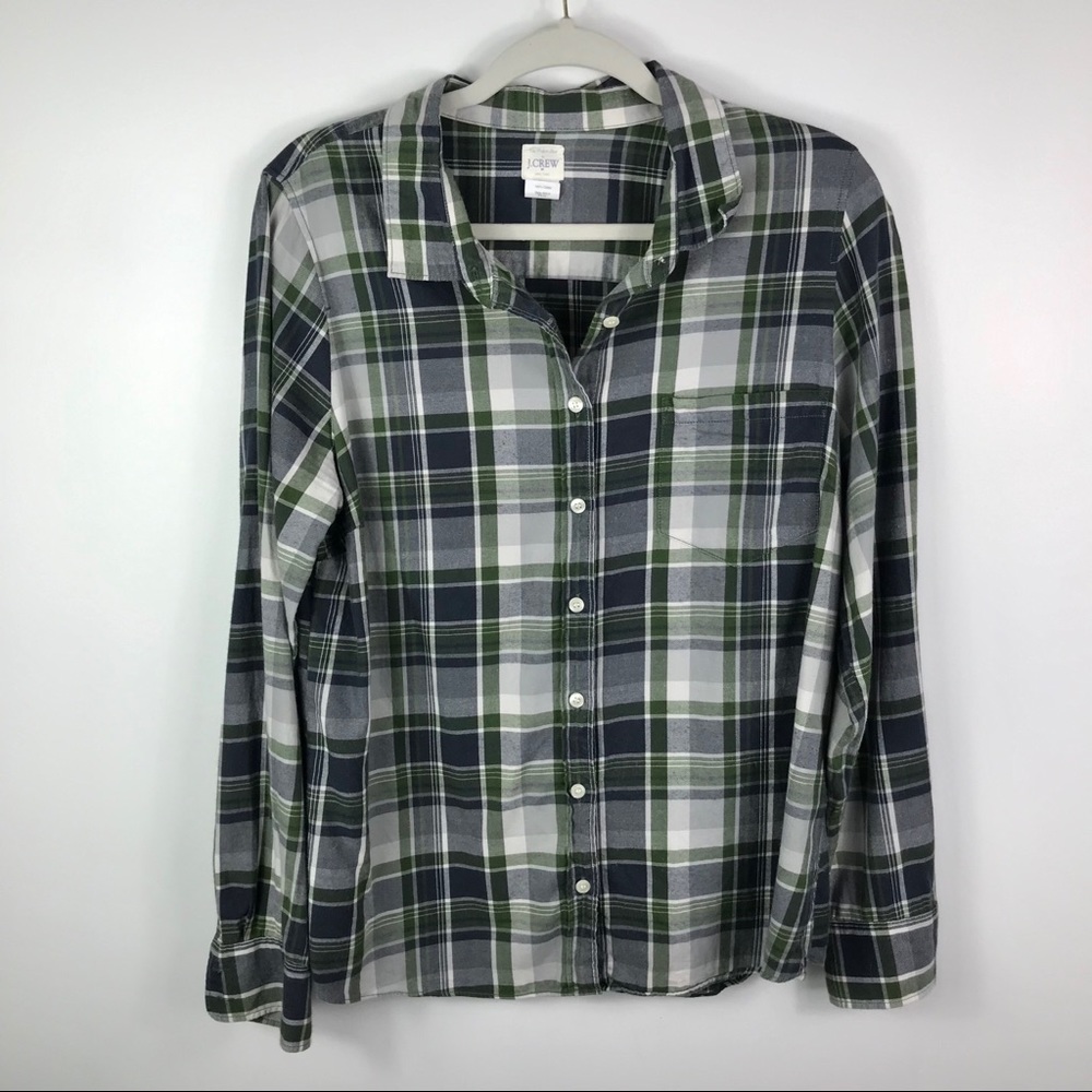 J. Crew plaid button down collared cotton shirt